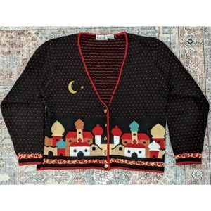That's me! Long Sleeve V-Neck Button Up Christmas Sceneic Novelty Cardigan M